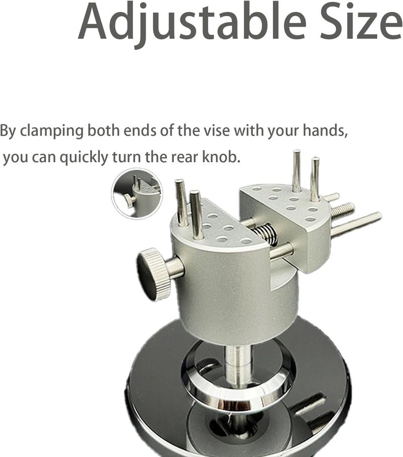 LuTangous Mini Hobby Vise 360° Swivel, CNC Aluminum Alloy Adjustable Pin Vise with 8 Bench Pins, 50mm Clamping Width Table Vice Clamp for Action Figure, Diy, Jewelry, Watch - Image 3